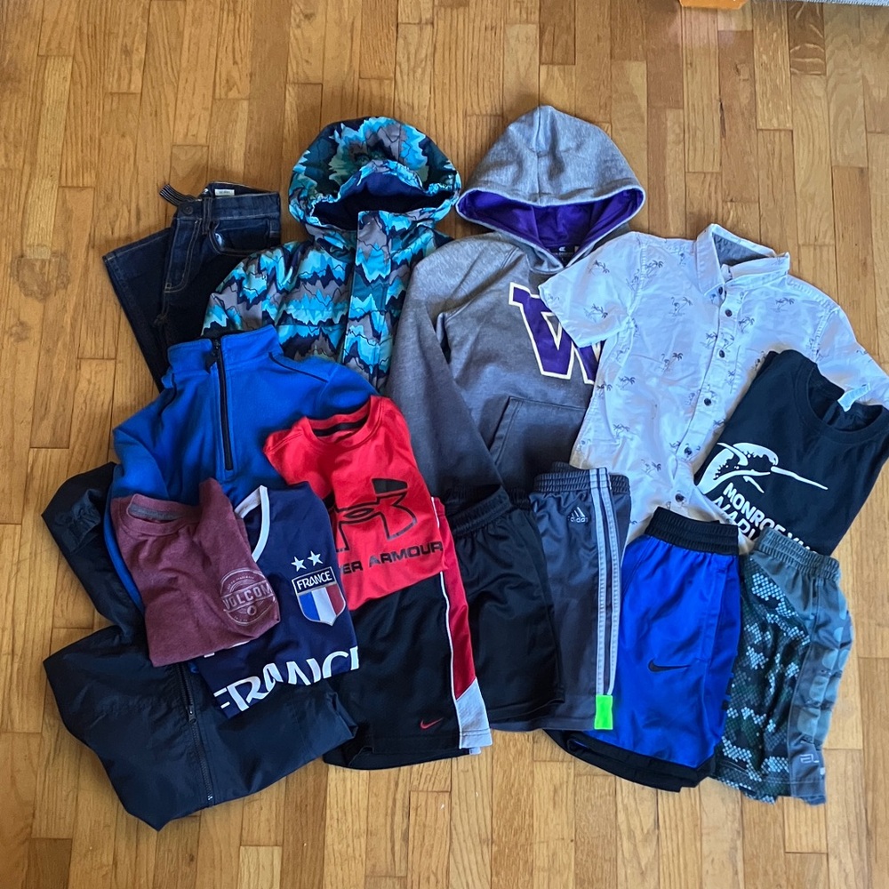 Lot of 15, boys size small clothing, includes 2-in-1 Winter Jacket